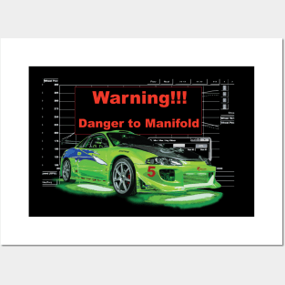 The Fast and Furious Eclipse kawasaki Green - Warning Danger to Manifold Race Posters and Art